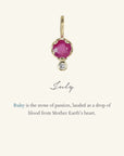 10K Gold Ruby Birthstone Charm with Diamond Drop - Peridot Fine Jewelry - Zahava