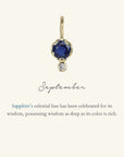 10K Gold Sapphire Birthstone Charm with Diamond Drop - Peridot Fine Jewelry - Zahava