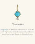 10K Gold Turquoise Birthstone Charm with Diamond Drop - Peridot Fine Jewelry - Zahava