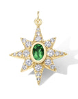 10K Large Emerald Starburst Pendant - Peridot Fine Jewelry - Zahava