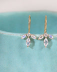 10K Yellow Gold Almond Blossom Moonstone Earrings - Peridot Fine Jewelry - Zahava