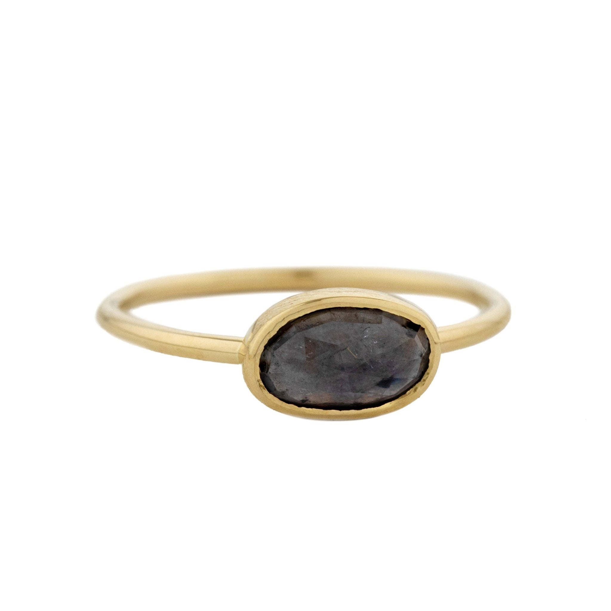 Celine Daoust 14K Gold Bezel-Set Oval Dark Tourmaline Ring – Peridot ...