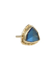 14K Gold Triangular Blue Rainbow Moonstone Stud - Peridot Fine Jewelry - Jamie Joseph