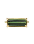 Rosanne Pugliese 18 Karat Yellow Gold Prong-Set Emerald Cut Green Tourmaline "Mini Gem" Ring