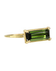 Rosanne Pugliese 18 Karat Yellow Gold Prong-Set Emerald Cut Green Tourmaline "Mini Gem" Ring