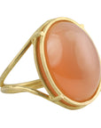 Rosanne Pugliese 18K Gold and Cabochon Apricot Moonstone Ring in "Cage" Setting