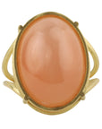 Rosanne Pugliese 18K Gold and Cabochon Apricot Moonstone Ring in "Cage" Setting