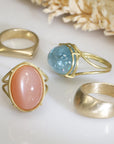 Rosanne Pugliese 18K Gold and Cabochon Apricot Moonstone Ring in "Cage" Setting