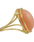 Rosanne Pugliese 18K Gold and Cabochon Apricot Moonstone Ring in "Cage" Setting