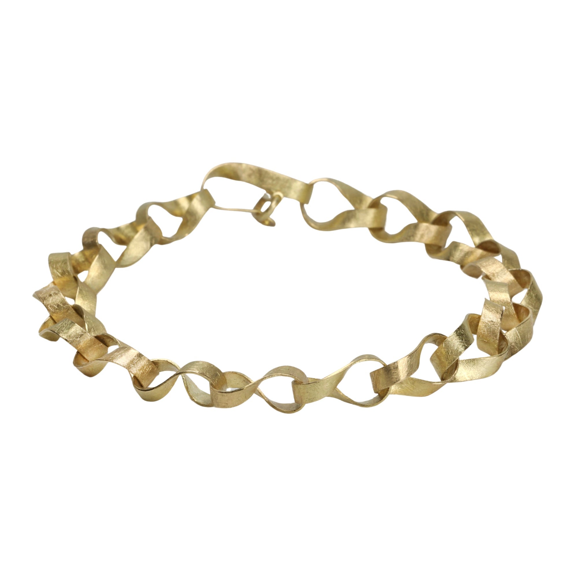 18K Gold Handmade "Mobius" Link Bracelet - Peridot Fine Jewelry - Petra Class