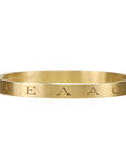 Caroline Ellen 18K Gold Hinged Engraved "May You Have Luck and Laughter" Bangle Bracelet