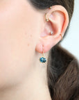 18K Gold Prong-Set Mini London Blue Topaz Earrings - Peridot Fine Jewelry - Rosanne Pugliese