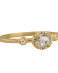 Yasuko Azuma 18K Gold Prong-Set Rose Cut Oval Salt and Pepper Diamond Ring