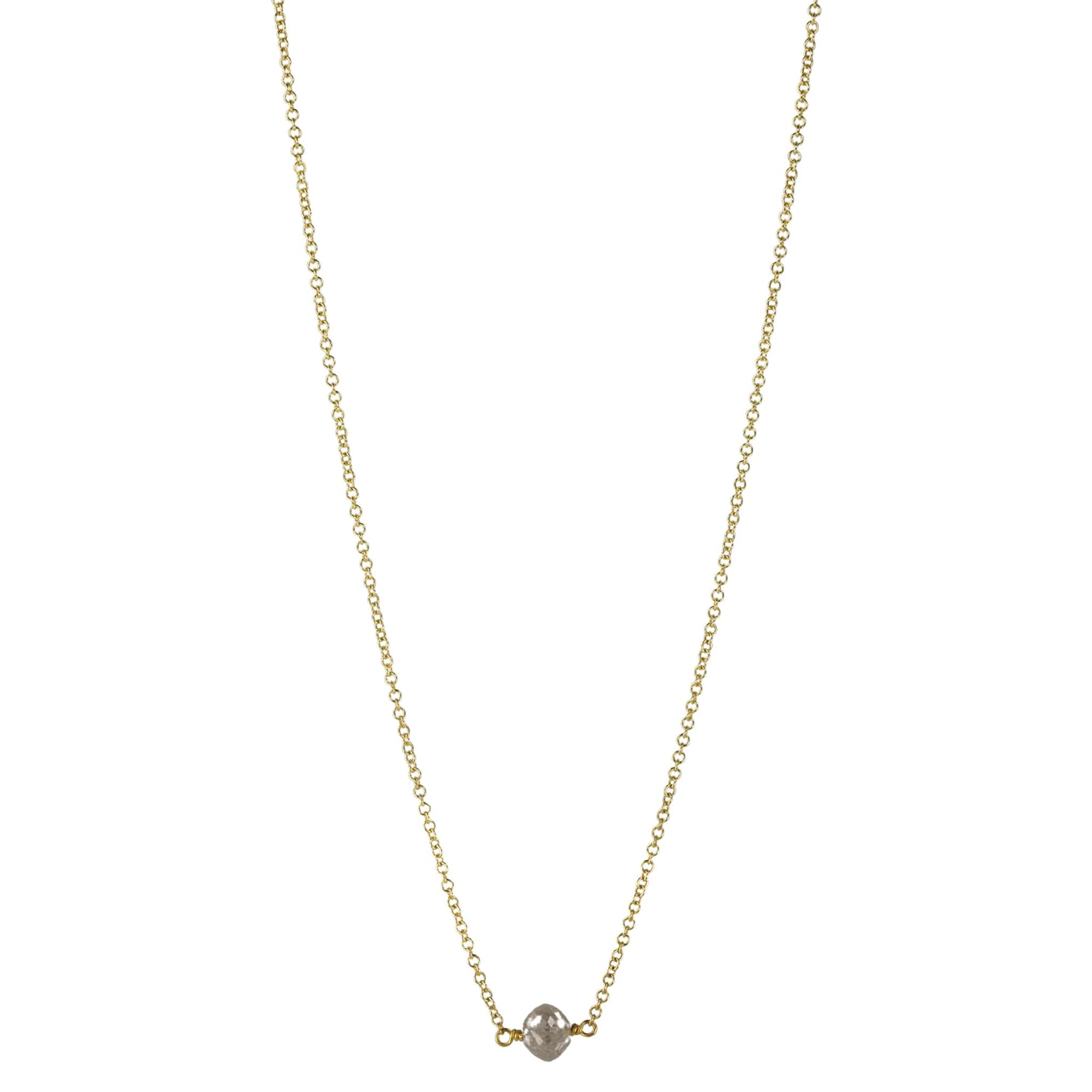 Caroline Ellen 18K Gold Single Grey Diamond Rondelle Necklace