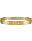 Caroline Ellen Gold Wide Hinged Bangle Bracelet with 18 Star-Set Diamonds