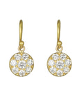 20K Gold and Pave Diamond Small "Lentil" Earrings