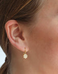 20K Gold and Pave Diamond Small "Lentil" Earrings