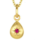 20K Gold and Star-Set Burmese Ruby Teardrop Pendant