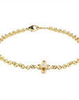 Caroline Ellen 20K Gold & Diamond "Four Petal Flower" Handmade Bracelet