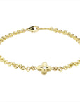 Caroline Ellen 20K Gold & Diamond "Four Petal Flower" Handmade Bracelet