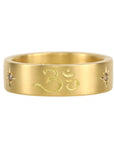 20K Gold Engraved "Om" Ring with Star-Set Cognac Diamonds