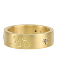 20K Gold Engraved "Om" Ring with Star-Set Cognac Diamonds