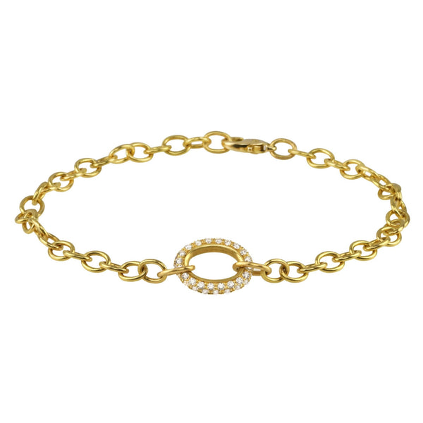 18K YELLOW GOLD OVAL LINK CHARM BRACELET