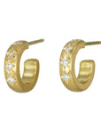 Caroline Ellen 20K Gold Hoops with Four Star-Set Diamonds