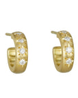 Caroline Ellen 20K Gold Hoops with Four Star-Set Diamonds