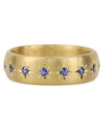 20K Gold Low Dome Wide Ring with 15 Star-Set Blue Sapphires