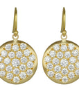 Caroline Ellen 20K Gold Pave Diamond Large "Lentil" Earrings