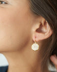 Caroline Ellen 20K Gold Pave Diamond Large "Lentil" Earrings