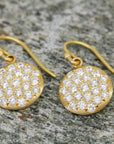 Caroline Ellen 20K Gold Pave Diamond Large "Lentil" Earrings