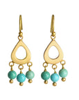 Caroline Ellen 20K Gold Small Teardrop Earrings with Dangling Turquoise