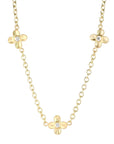 20K Gold Triple Flower Necklace with Diamond Detail