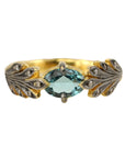 Cathy Waterman 22 Karat Yellow Gold Leafside Ring with Blue/Green Tourmaline and Diamonds