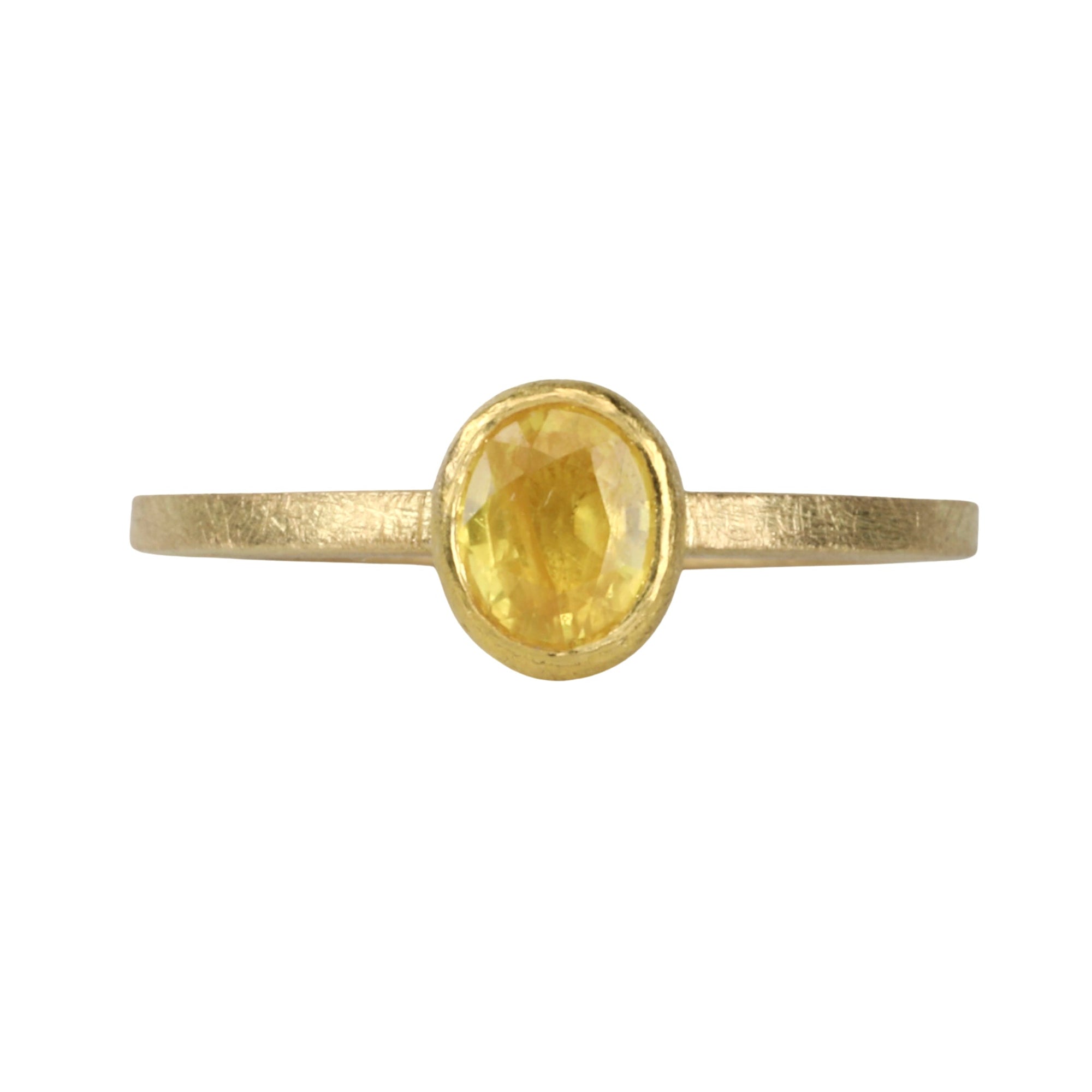 Bezel-Set Oval Yellow Sapphire Ring - Peridot Fine Jewelry - Petra Class