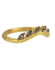 Cathy Waterman Blackened 22K Gold and Diamond Curved "Wheat" Band