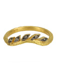 Cathy Waterman Blackened 22K Gold and Diamond Curved "Wheat" Band