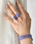 Faceted Tanzanite Beaded Wrap Bracelet