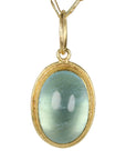 "Frame" Bezel-Set Cabochon Aquamarine Pendant - Peridot Fine Jewelry - Petra Class