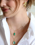 "Frame" Bezel-Set Cabochon Aquamarine Pendant - Peridot Fine Jewelry - Petra Class