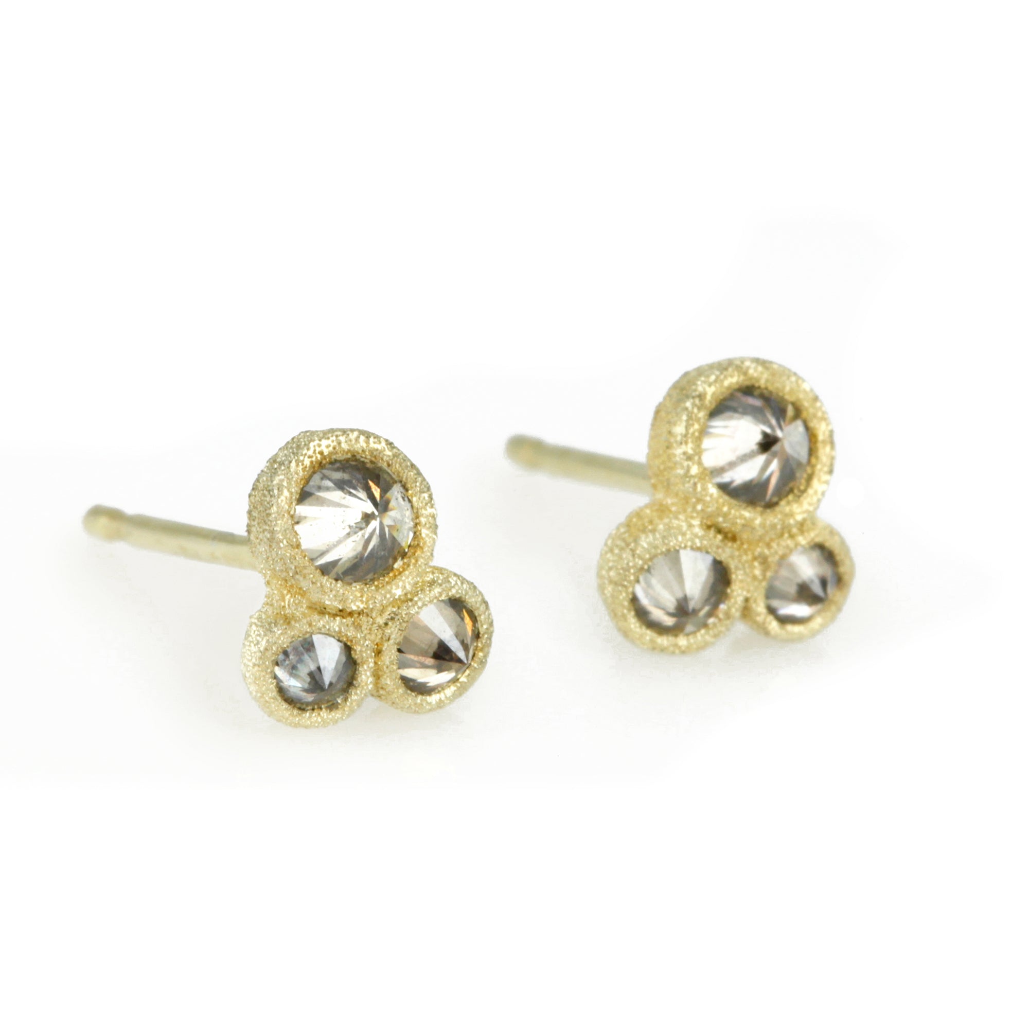 TAP by Todd Pownell Gold Bezel-Set Inverted White Diamond Cluster Earrings