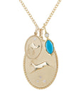 Zahava Gold Bezel-Set Marquise Turquoise & Diamond "Talisman" Charm