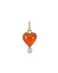 Zahava Gold Carnelian "Byrdie" Heart Pendant with Diamond Detail