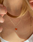 Zahava Gold Carnelian "Byrdie" Heart Pendant with Diamond Detail