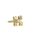 Renata Collection Gold "Cross" Stud with Bezel-Set Diamond Center