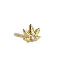 Renata Collection Gold "Leaf" Studs with Diamond Detail