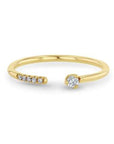 Gold Open Ring with Prong-Set Diamond and Pave Diamonds