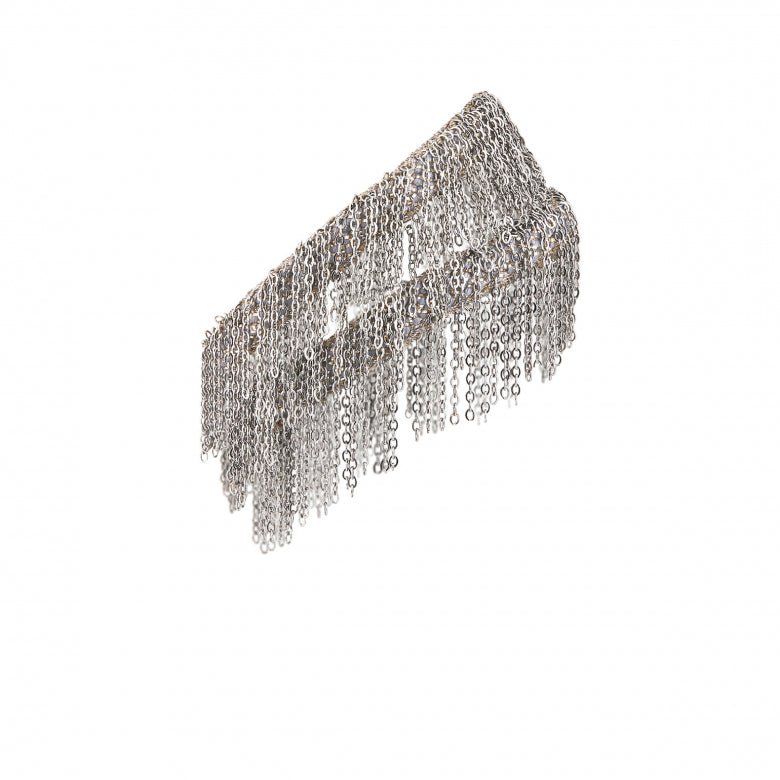 Grey Thread &amp; White Bronze Woven &quot;Fringe&quot; Bracelet - Peridot Fine Jewelry - Marie Laure Chamorel